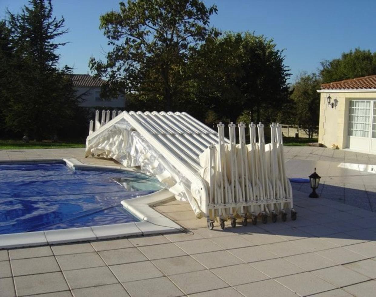 Buffalo folding pool enclosure folded back